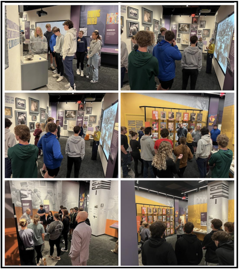 English II students attended a field trip to the St. Louis Holocaust Museum where they toured the facility and heard a Holocaust survivor share her testimony. Students chose an artifact in the museum that stood out to them. As they return to class from Thanksgiving break today, they will create a writing piece around this artifact.