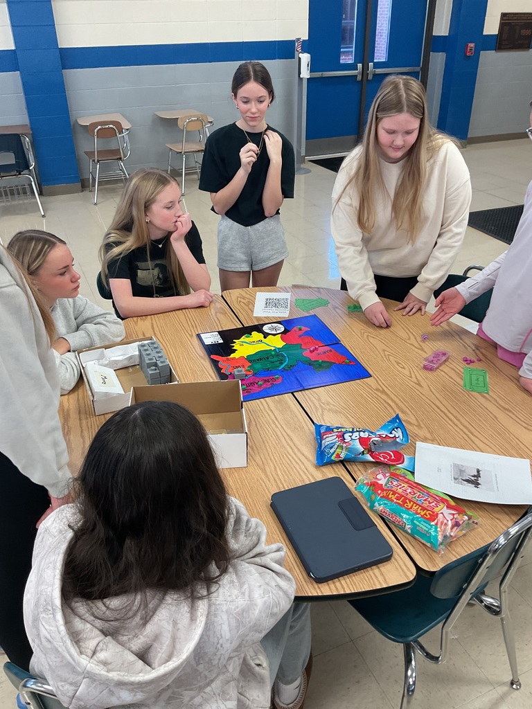 Mrs. Brumfield's 8th grade students created American History Themed board games and invited parents and elementary students to come learn and play.