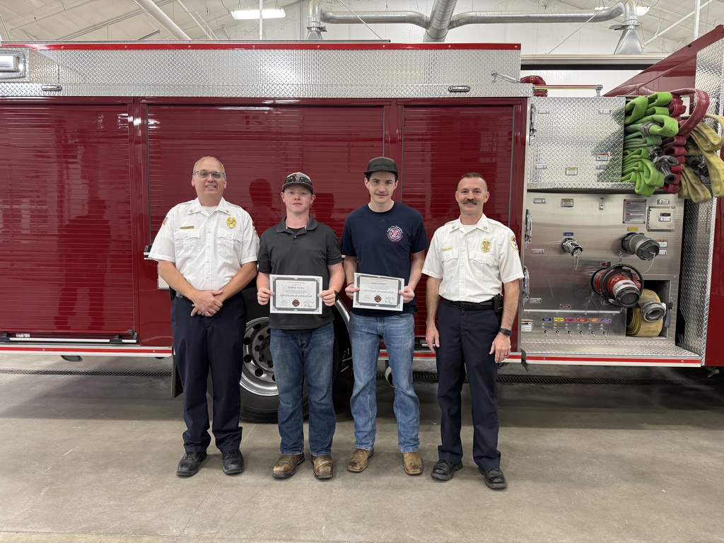 Congratulations to Zane Schmidt and Robbie Young on completion of the Fulton Fire Department Flex program!