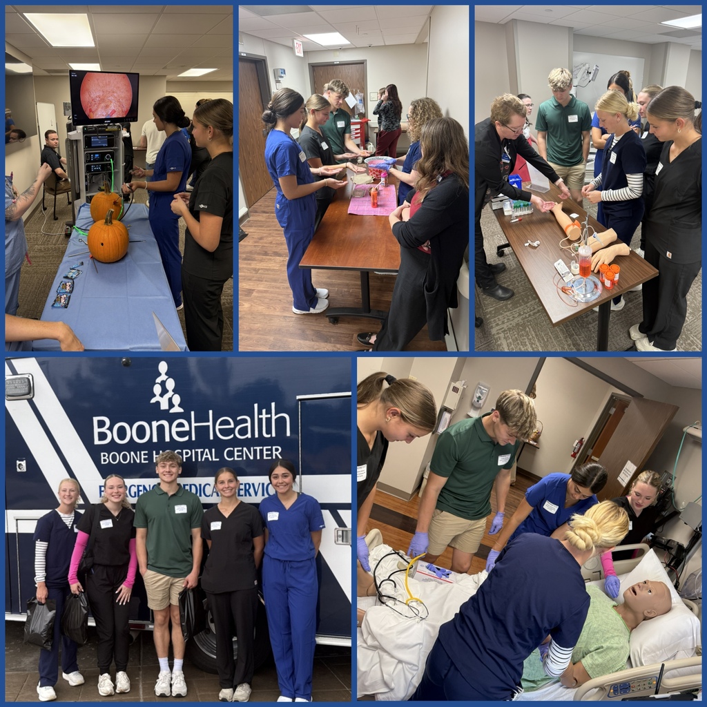 SCHS students visited Boone Hospital for department tours and hands-on simulations on Thursday.  Students toured the Emergency Department, Cardiac Cath Lab, Operating Room, Maternal Child Health Department, and various other labs, imaging departments, therapies and the pharmacy.  They were also able to rotate through various hands-on simulations such as VR headsets, baby simulators, bronchoscopy, blood pressure and much more!  #rootEdMissouri
