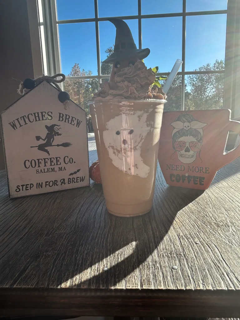 Iced coffee and whipped cream