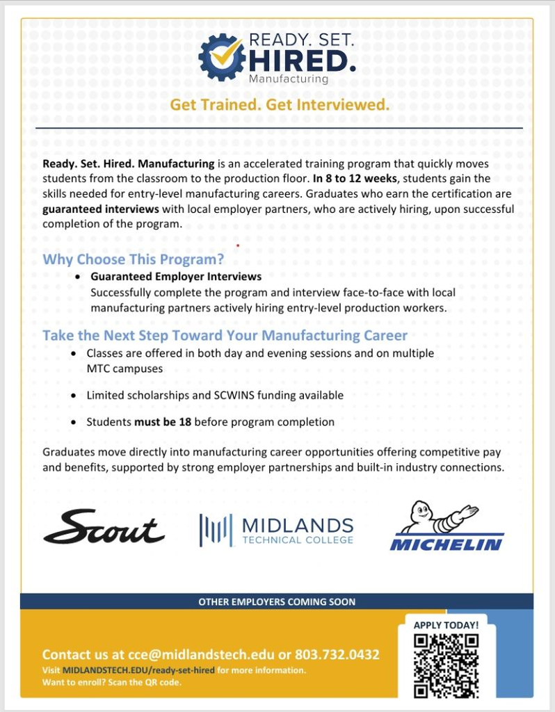Details for a Ready Set Hired event at Midlands Tech
