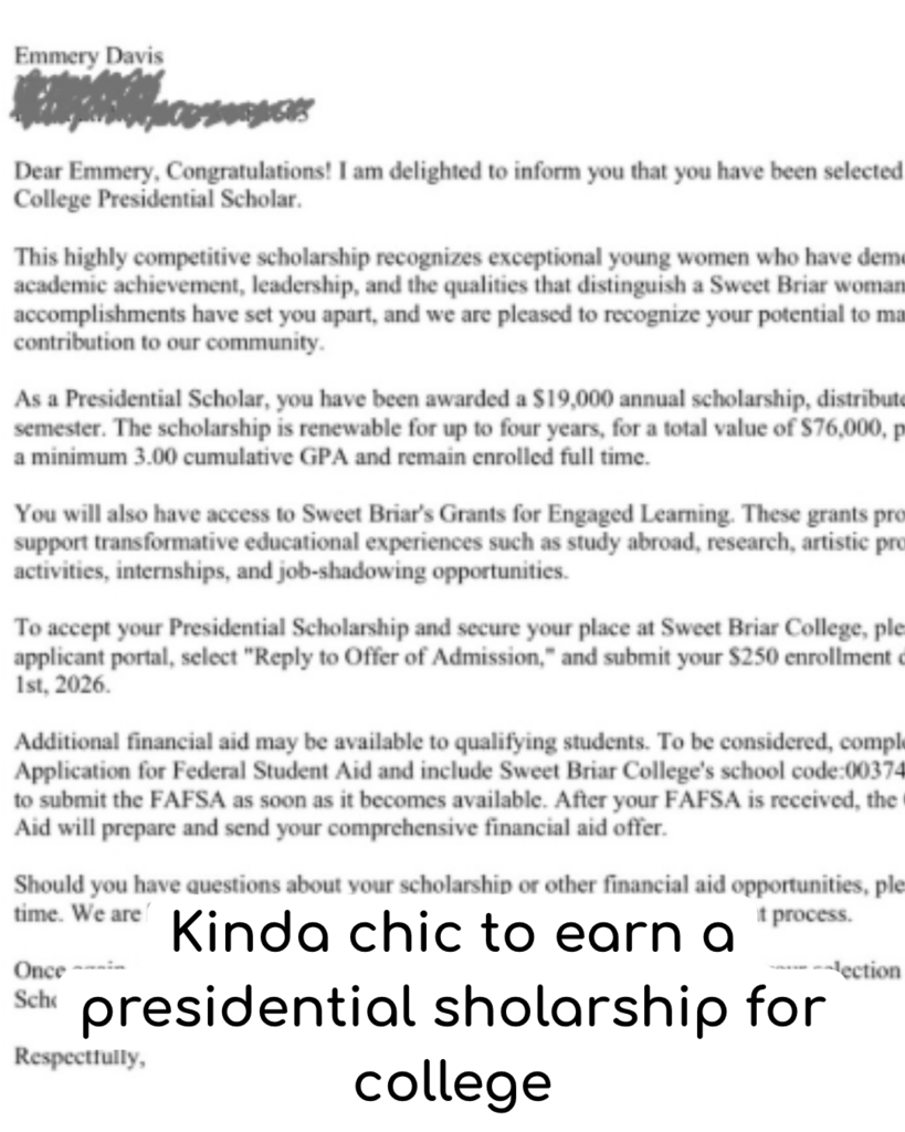 Presidential scholarship of SCWS student