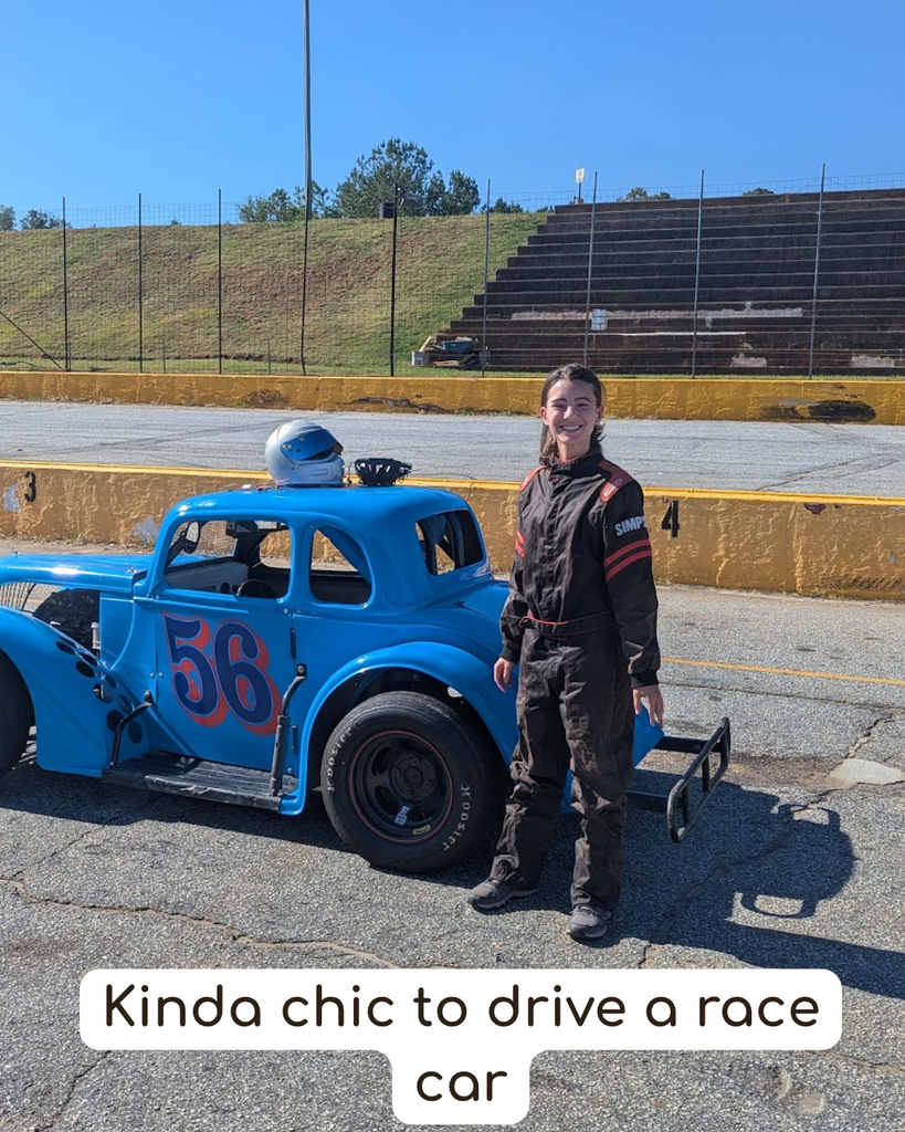 student drive a race car