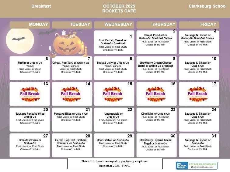 October Breakfast menu