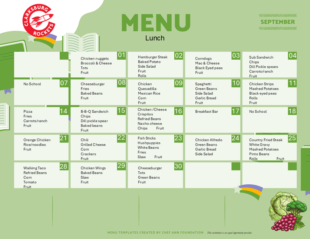 September Lunch Menu
