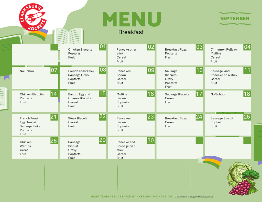 September Breakfast Menu