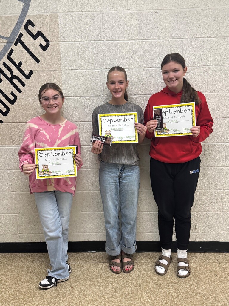 Middle school Student of the month September