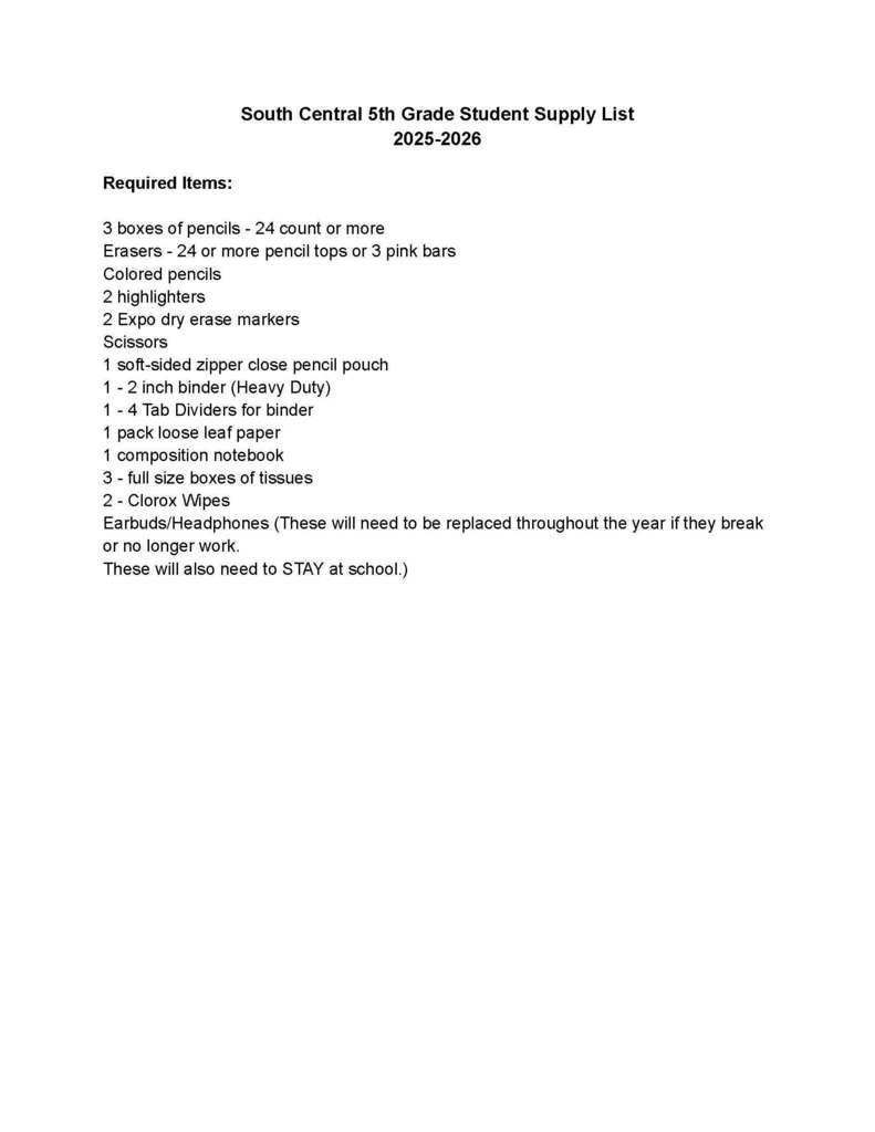supply list