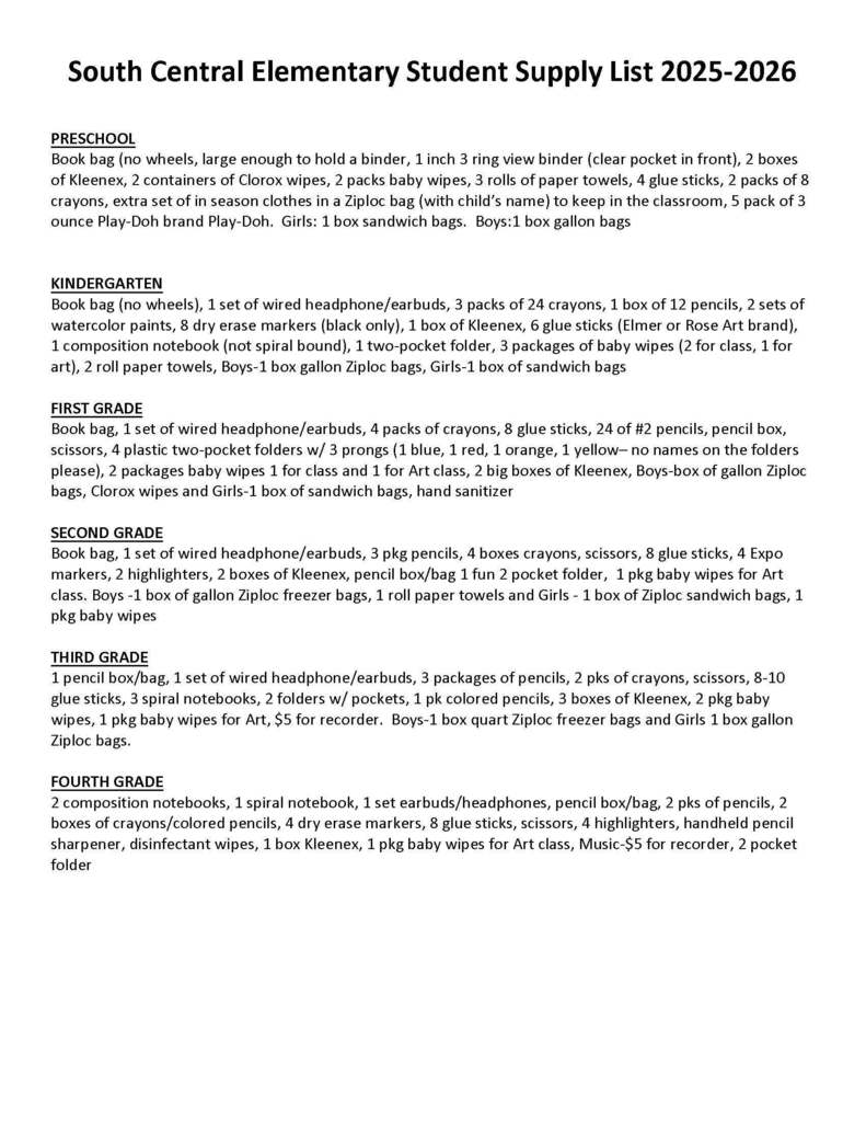 supply list