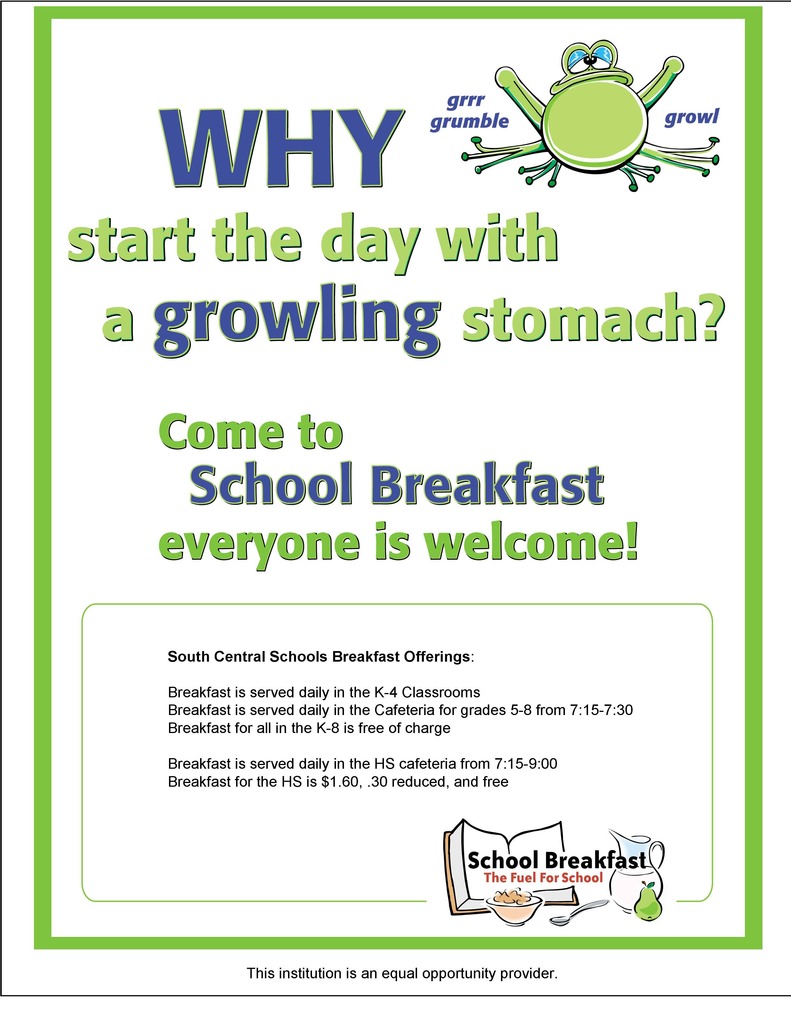 breakfast is available at south central