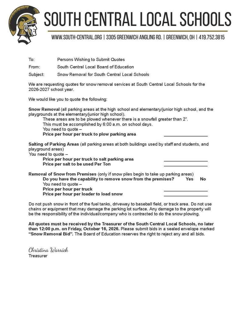 snow removal bid