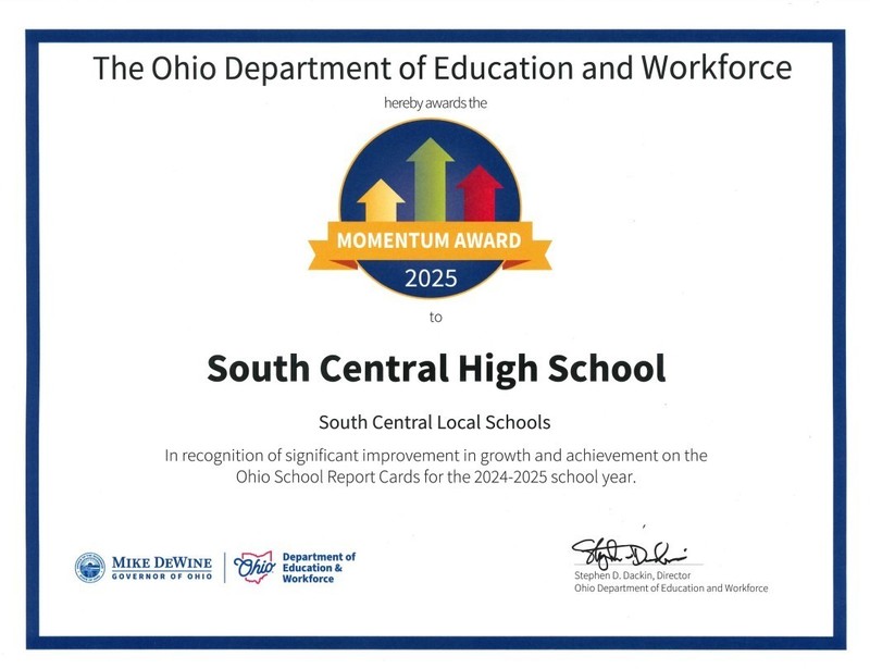 Momentum Award Certificate