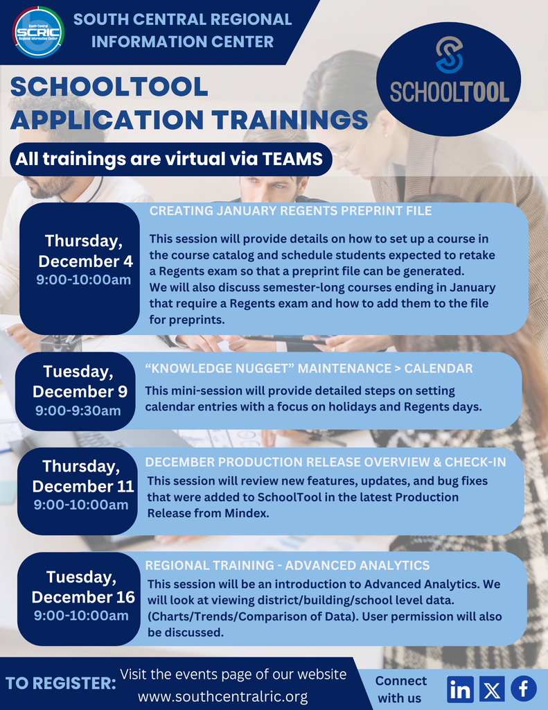 2025 December SchoolTool Trainings