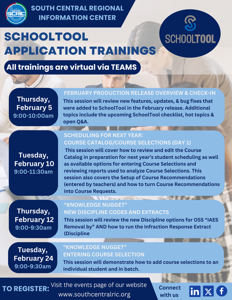 2026 February SchoolTool Trainings