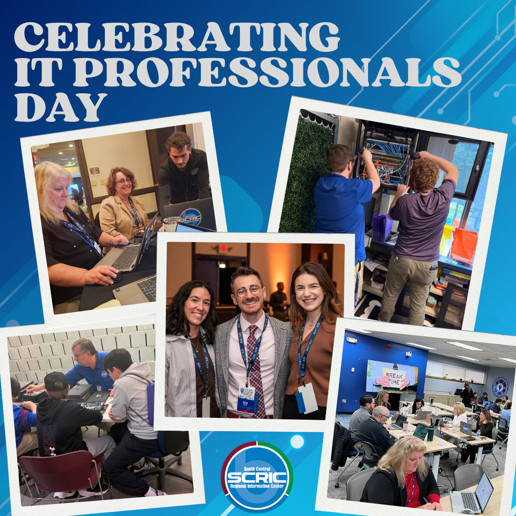 Collage of photos with 'Celebrating IT Professionals Day' in white. Photos include various people working in tech environments.