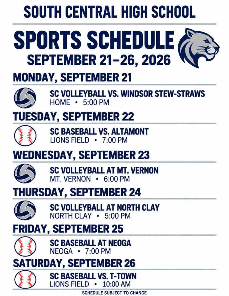 Sports schedule