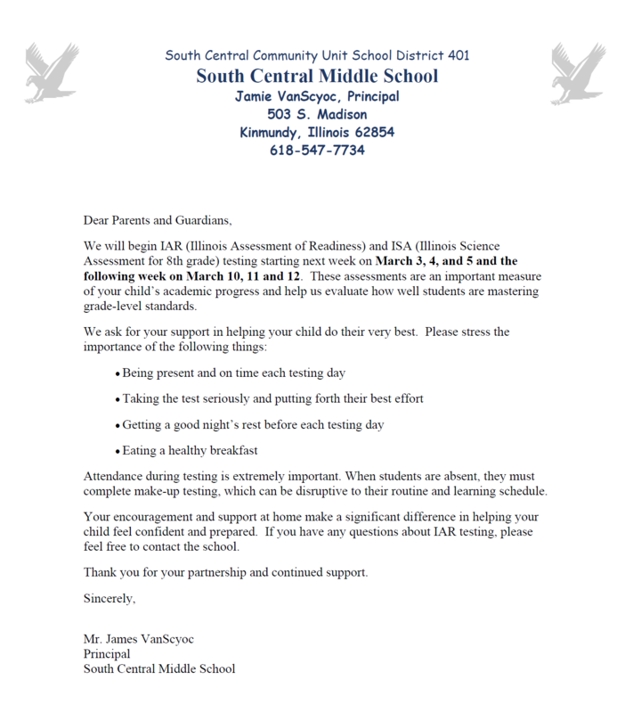 State Testing Letter