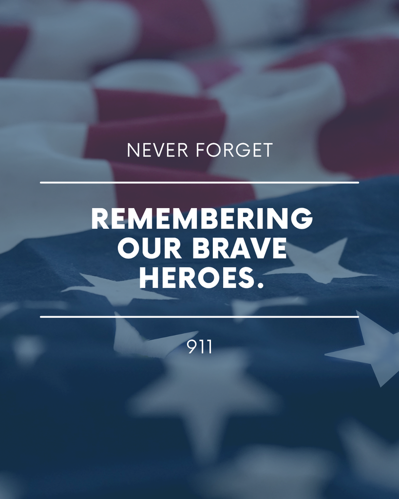 Never Forget 911. Remembering our brave heros  with a US flag in the background.