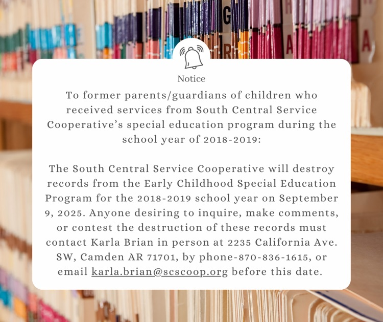 notice of destruction of special education records