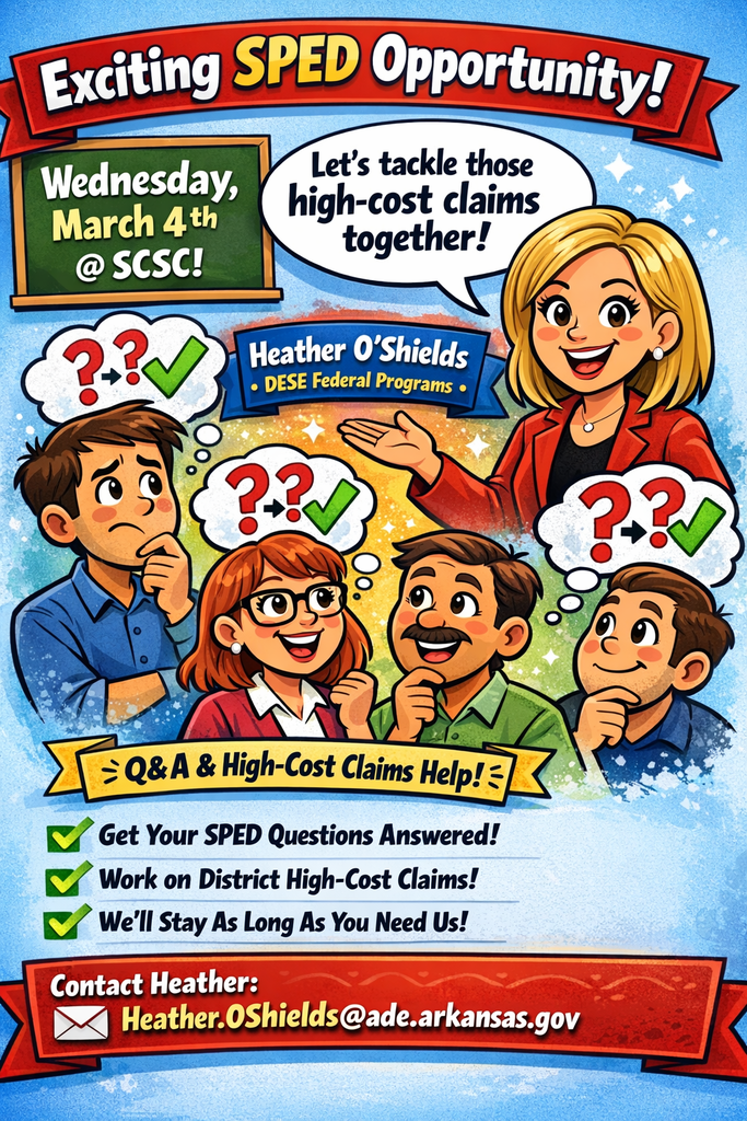Heather O'Shields from DESE will be here to share a short presentation.  From that point SPED Supervisors will be given the opportunity to ask questions and work on their high-cost claims.  Their plan is to stay as long as you all need them.