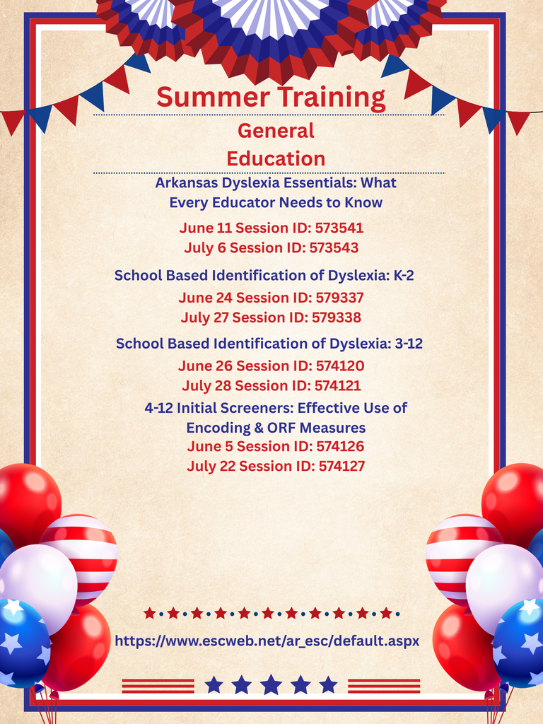 Summer Dyslexia Trainings
