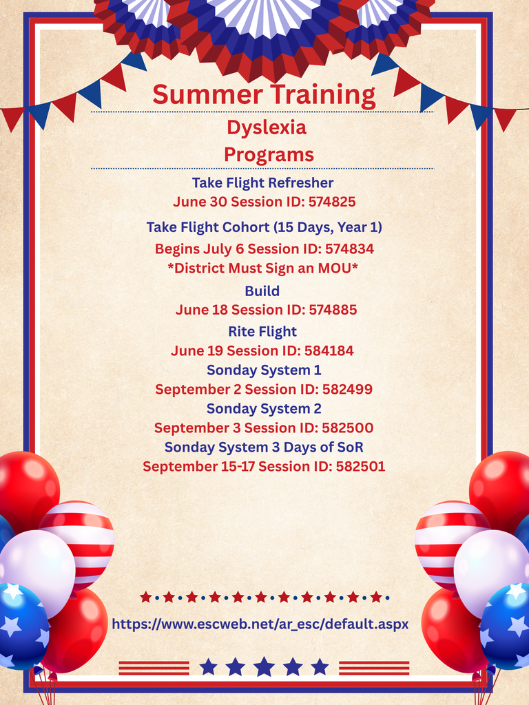 Summer Dyslexia Trainings