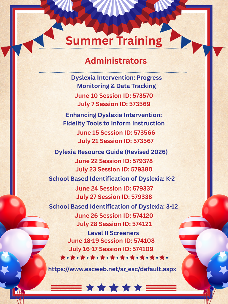 Summer Dyslexia Trainings