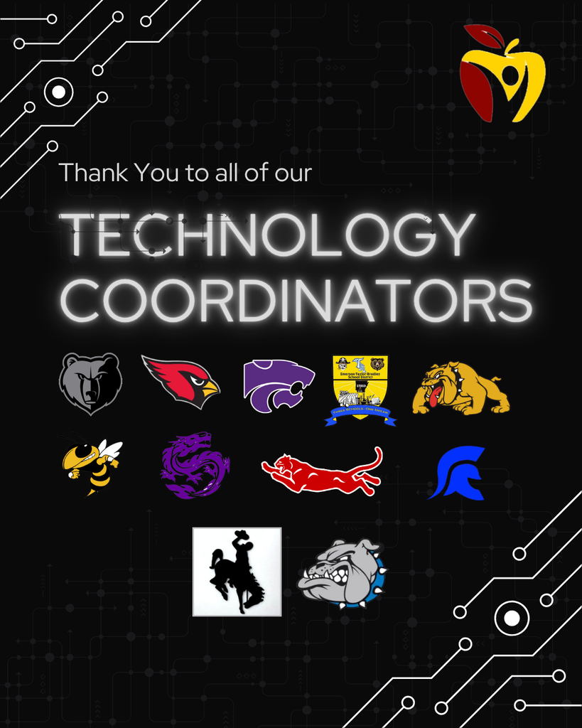 Thank you to all of our Technology Coordinators. School mascots: bear, cardinal, wildcat, emerson taylor bradley, bulldog, hornet, dragon, panther, trojan, buckaroo, bulldog