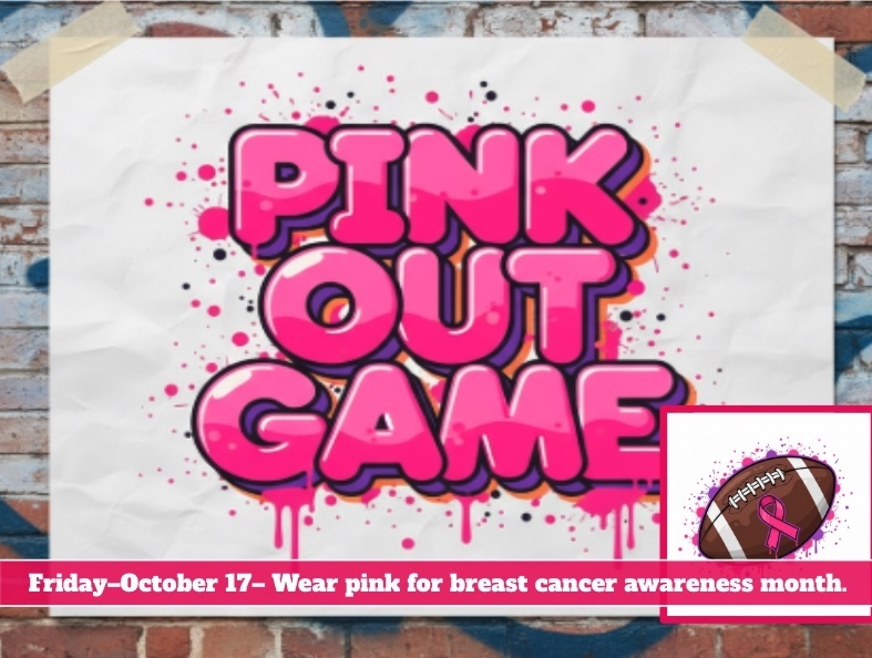 October 17 is Pink Out for the football game