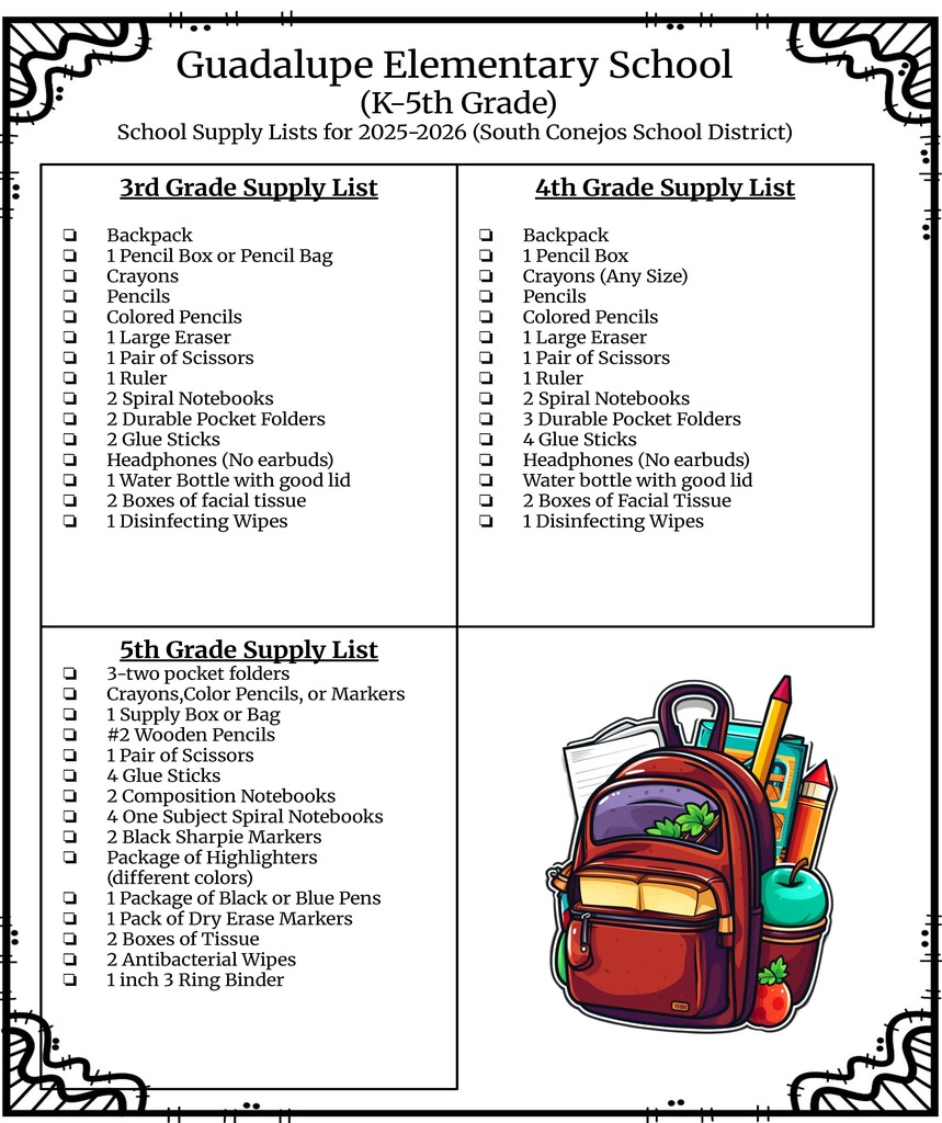 Photo: School Supply List