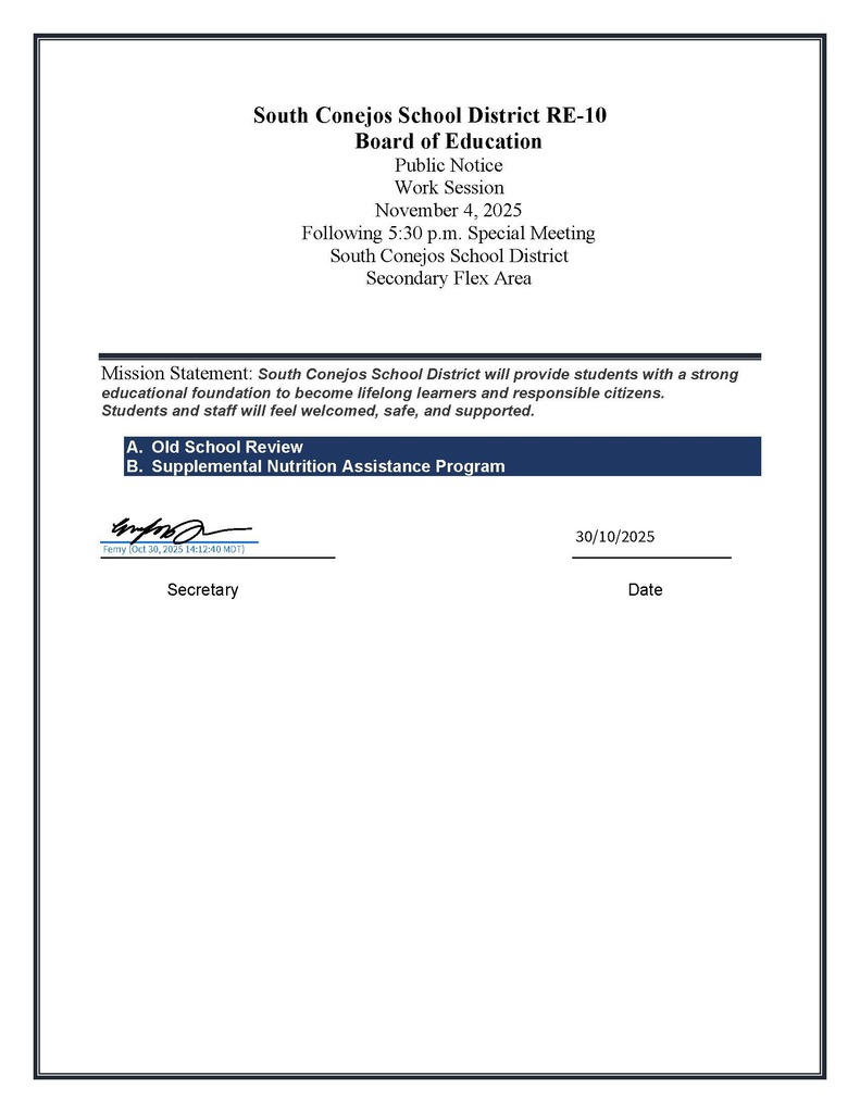 Work Session November 4th, 2025 Following Special Meeting