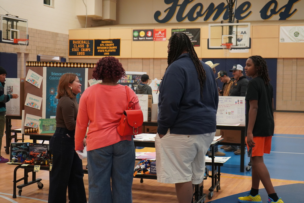 Photo: Parents viewing student work
