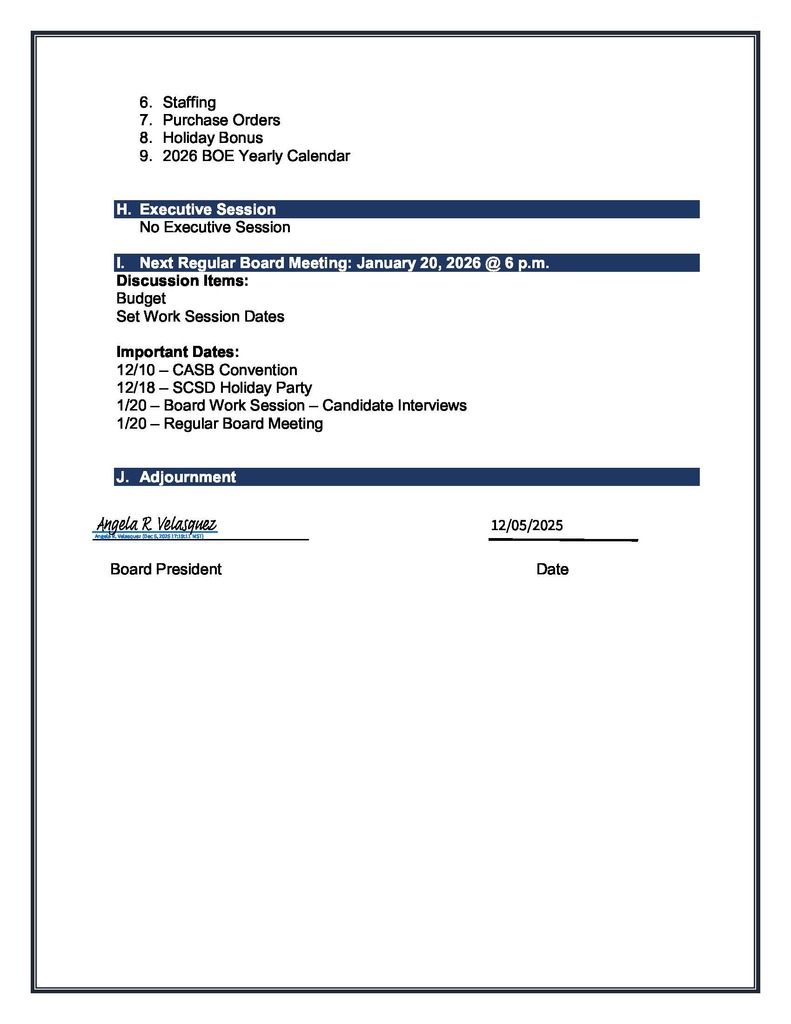 South Conejos School District Regular Meeting on December 9, 2025 @ 6:00 PM