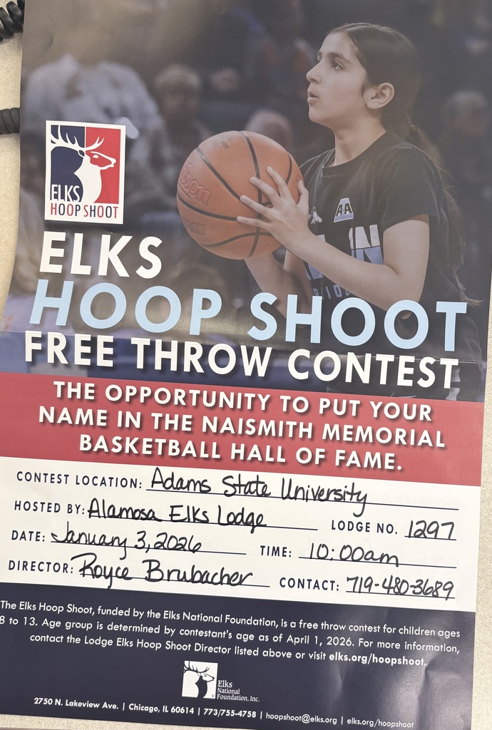 Adams State University January 3, 2026 at 10:00 Ages 8 - 13 Hosted by Alamosa Elks 