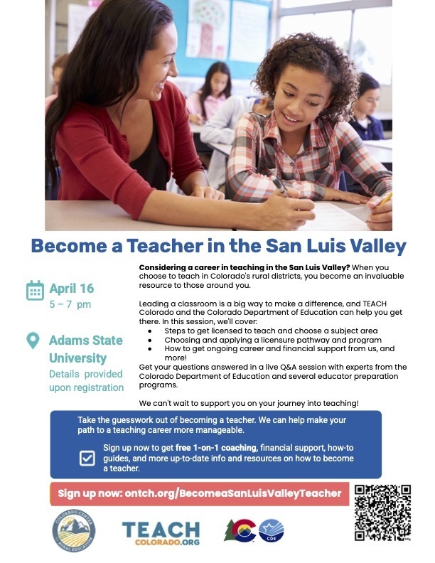 Become a Teacher in the SLV Flyer