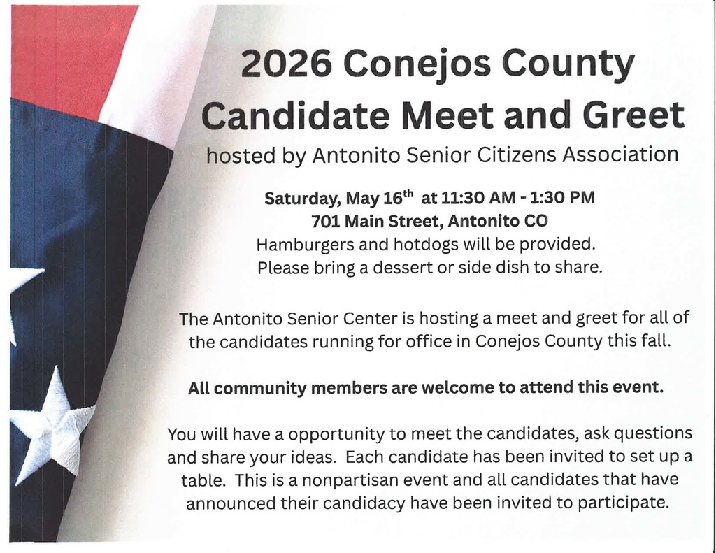 Photo: 2026 Conejos County Candidate Meet and Greet Invite