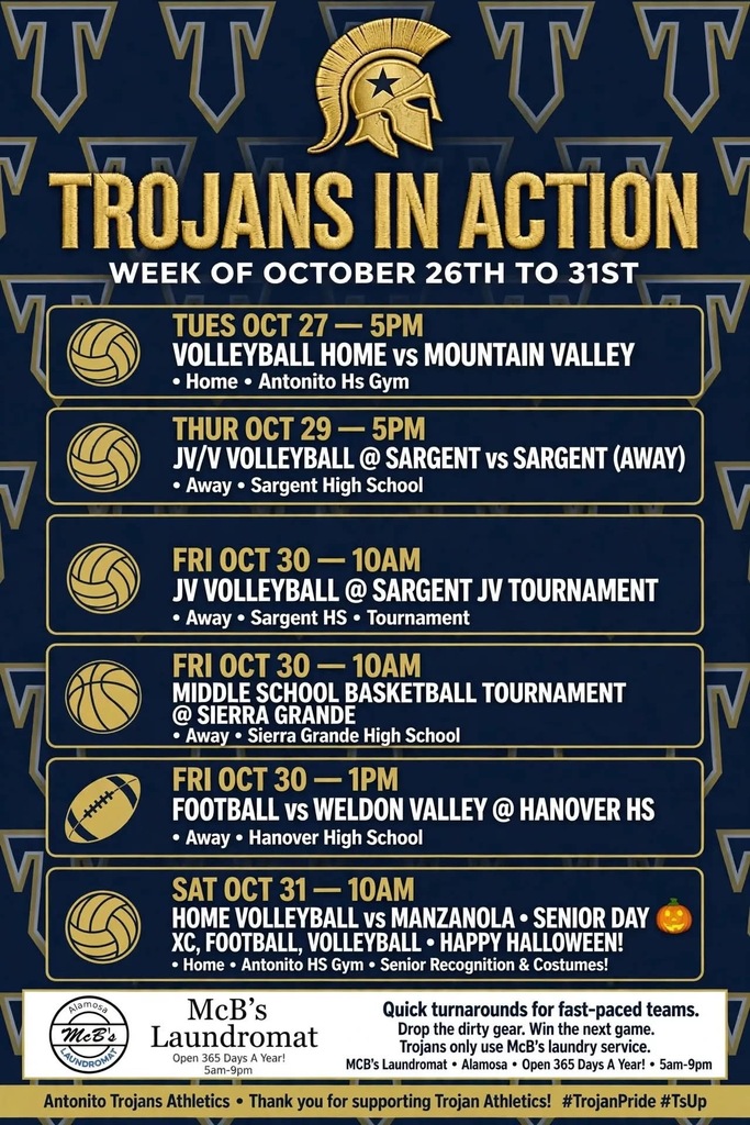 Photo: Trojans in Action Weekly Schedule