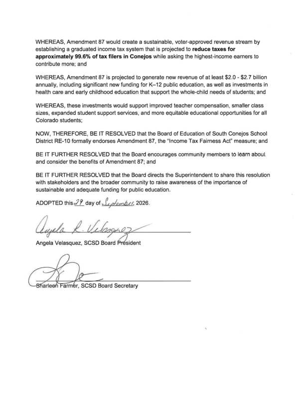 Photo: Resolution is support of Amendment 87