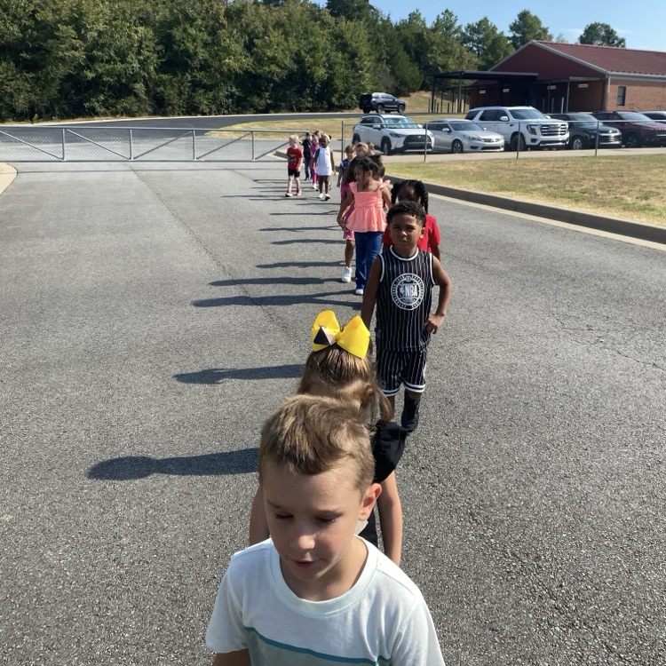 Students walking to playground