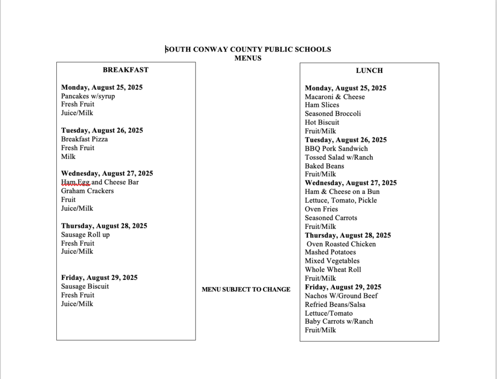 MPS Menus Week of Aug 25