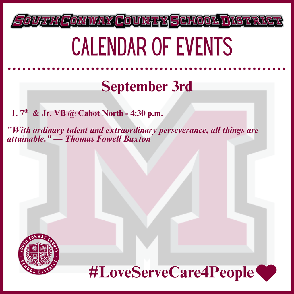 Sept. 3 Calendar of Events