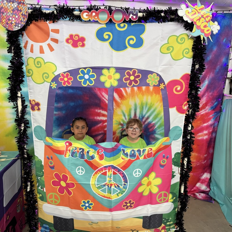 kids in a 60s van