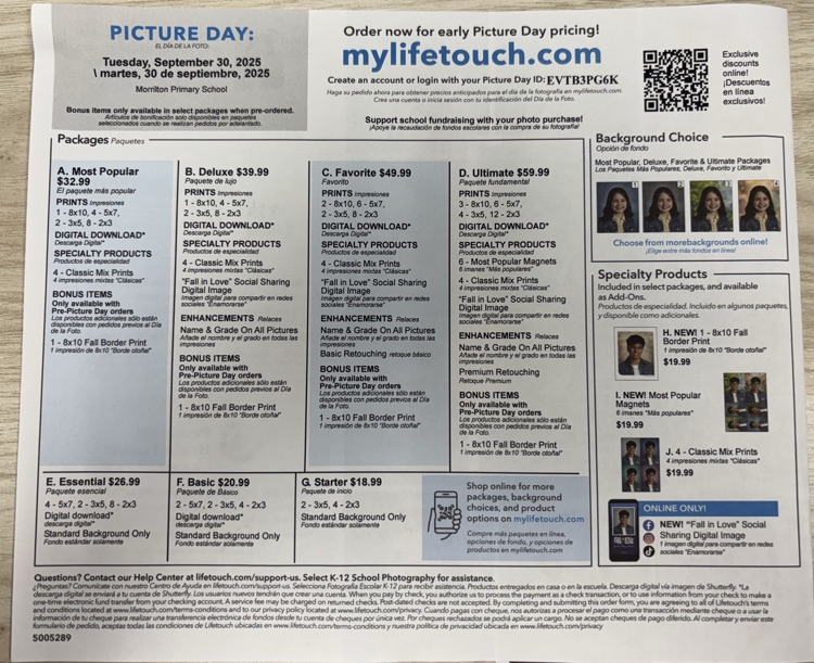 School Picture Price Flyer