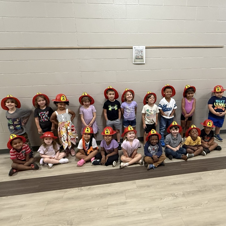 students with the fire truck
