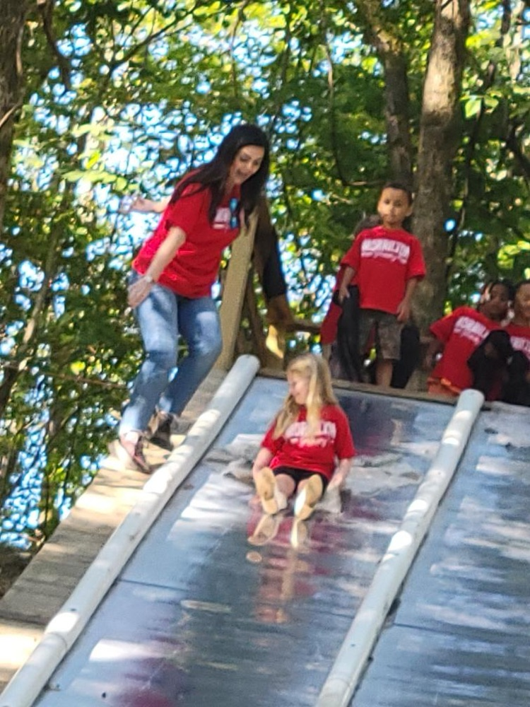 kids on big slide