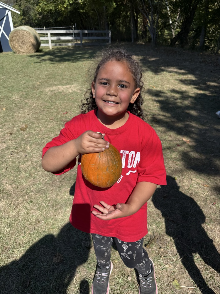 child with pumpkin