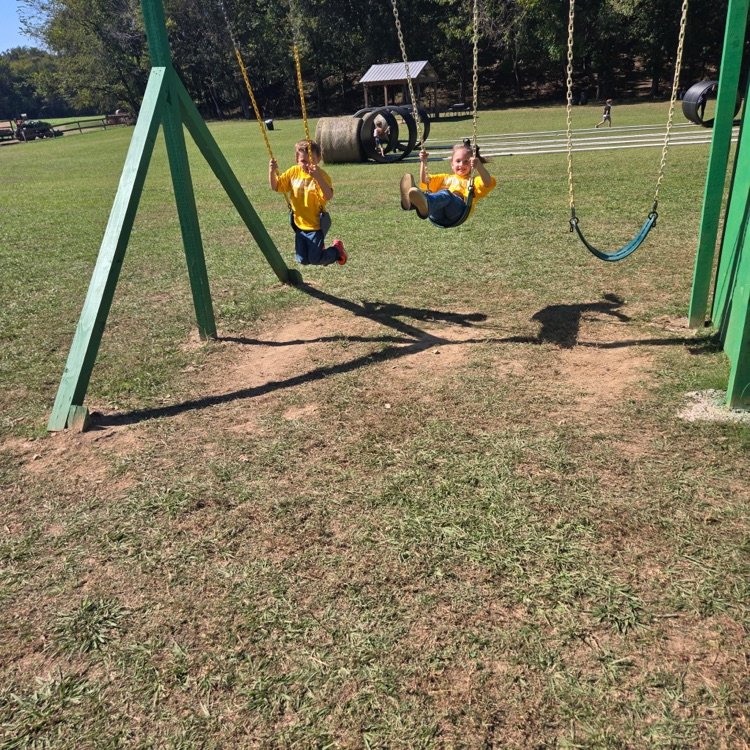 children on swings