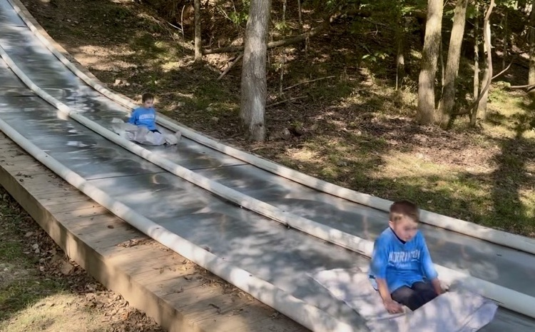 kids on the big slide