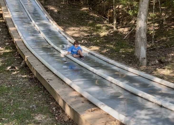 kids on the big slide